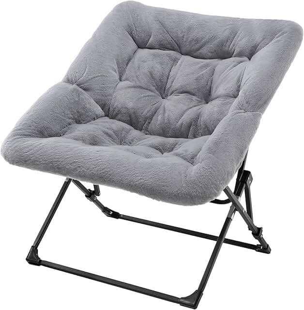 Oakham Comfy Chair for Adults, Soft Faux Fur Folding Lounge for Bedroom ...