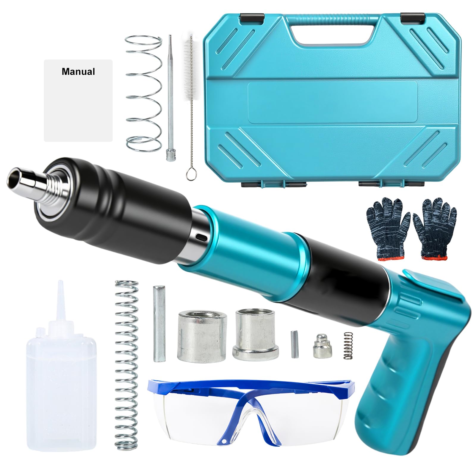 Mini Pistolet à Ongles Portable, Pistolet à Clous Manuel avec 5 Niveaux de Puissance, Cloueuse Pneumatique Silencieuse, Cloueur Beton électriques Nail Gun, pour Béton, Plafond, Bois, Fixation Murale