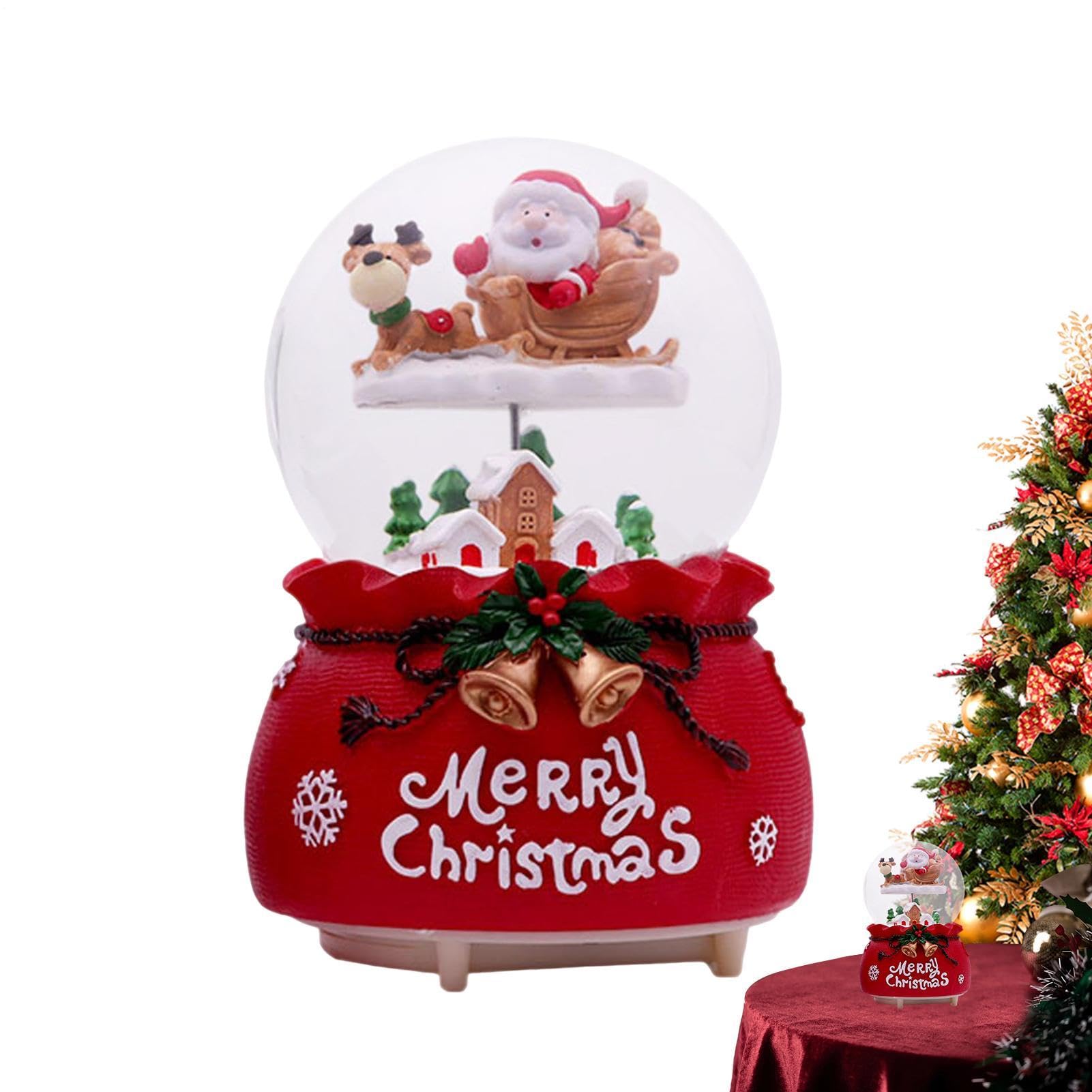 Bola de nieve de Navidad con movimiento y tren de Papá Noel, decoraciones para el hogar