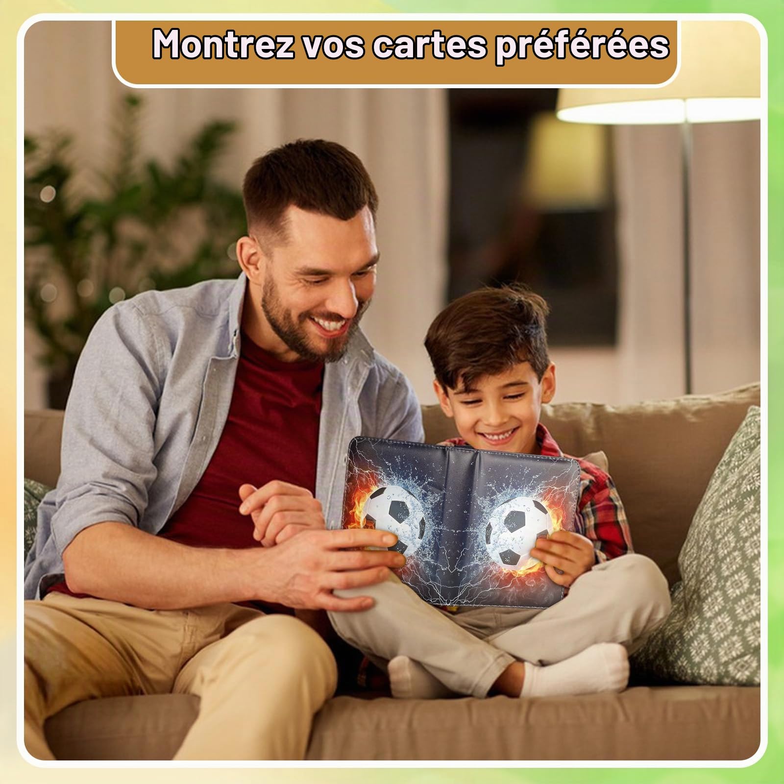 Porte Carte Pokemon Album Cartes Football 50 Pages - 400 Emplacements, Fermeture éclair, Cuir PU