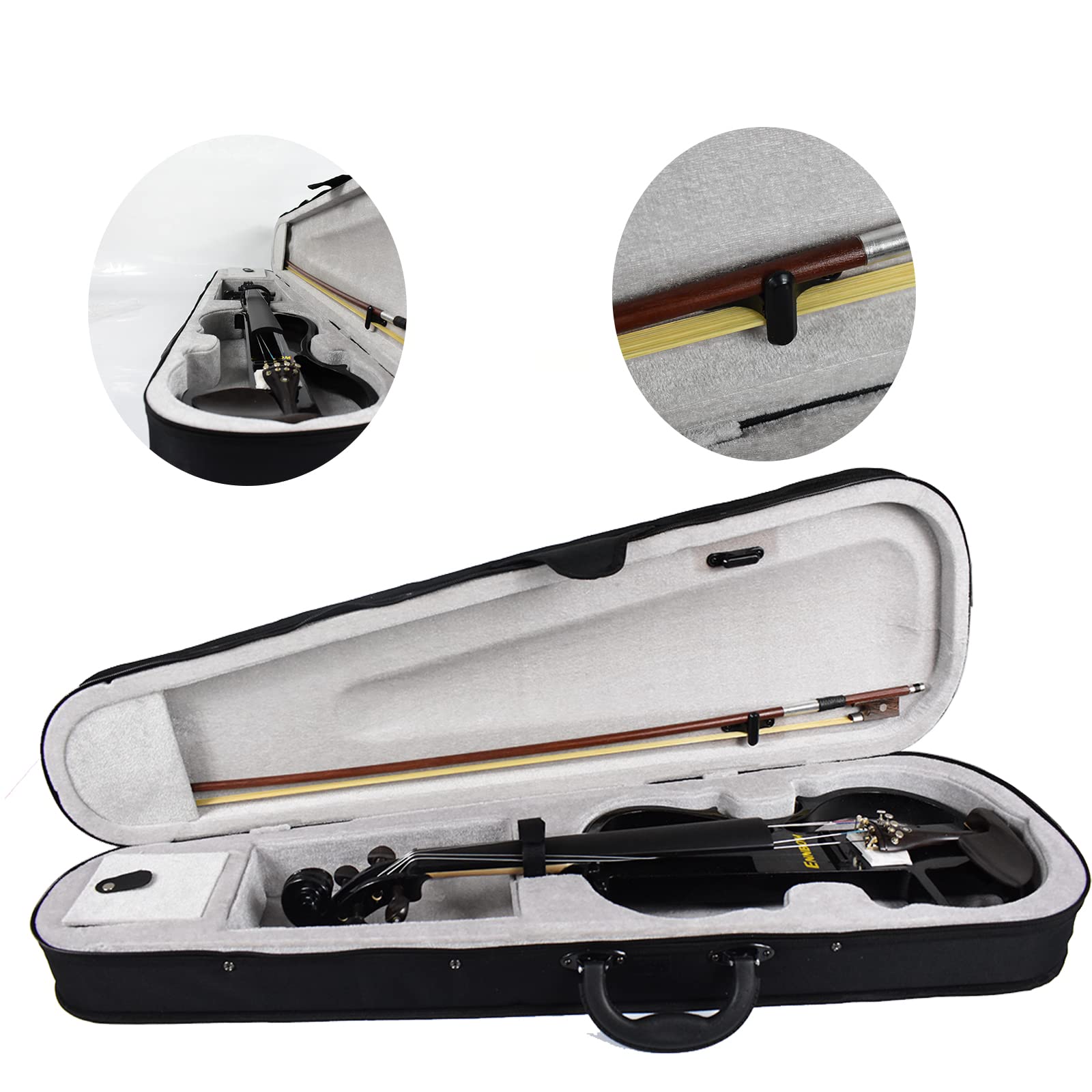 ENNBOM Beginner 4/4 Electric Violin Ebony Silent Violin Electric
