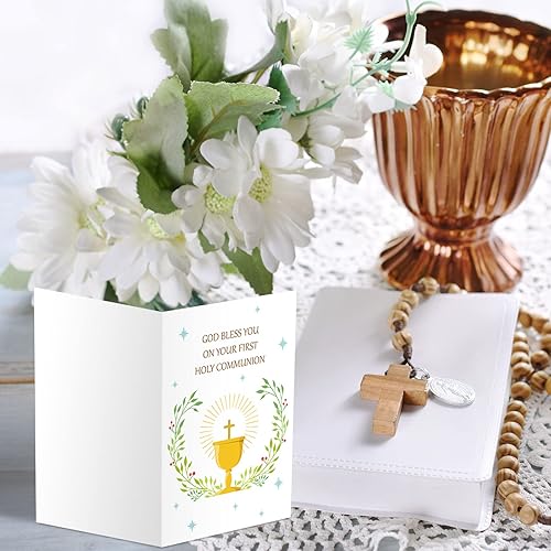 Miniatura 7 de Chinco 24 juegos de tarjetas de primera comunión religiosos para el bautismo del bebé, tarjeta de felicitación cristiana, tarjeta de confirmación