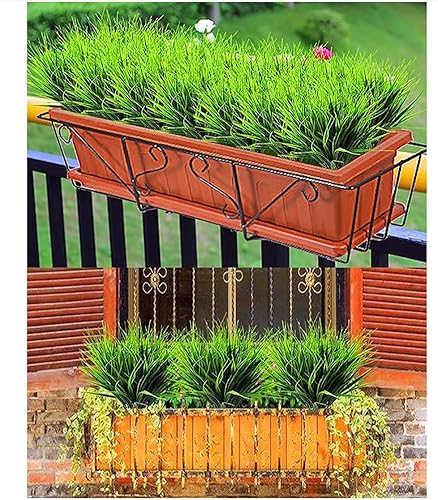 Miniatura 5 de 12 paquetes de plantas de césped artificial, arbustos artificiales, hierba de trigo, vegetación simulada en maceta para jardín, balcón, casa,