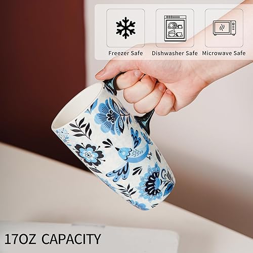 Miniatura 4 de Topadorn Taza de viaje de cerámica con tapa y asa, taza de café de cerámica reutilizable, taza de té con leche de porcelana en caja de color de 17