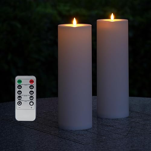 Miniatura 7 de Velas grandes para exteriores de 12 x 4 pulgadas, impermeables, paquete de 2 velas sin llama, funcionan con pilas, velas LED parpadeantes con
