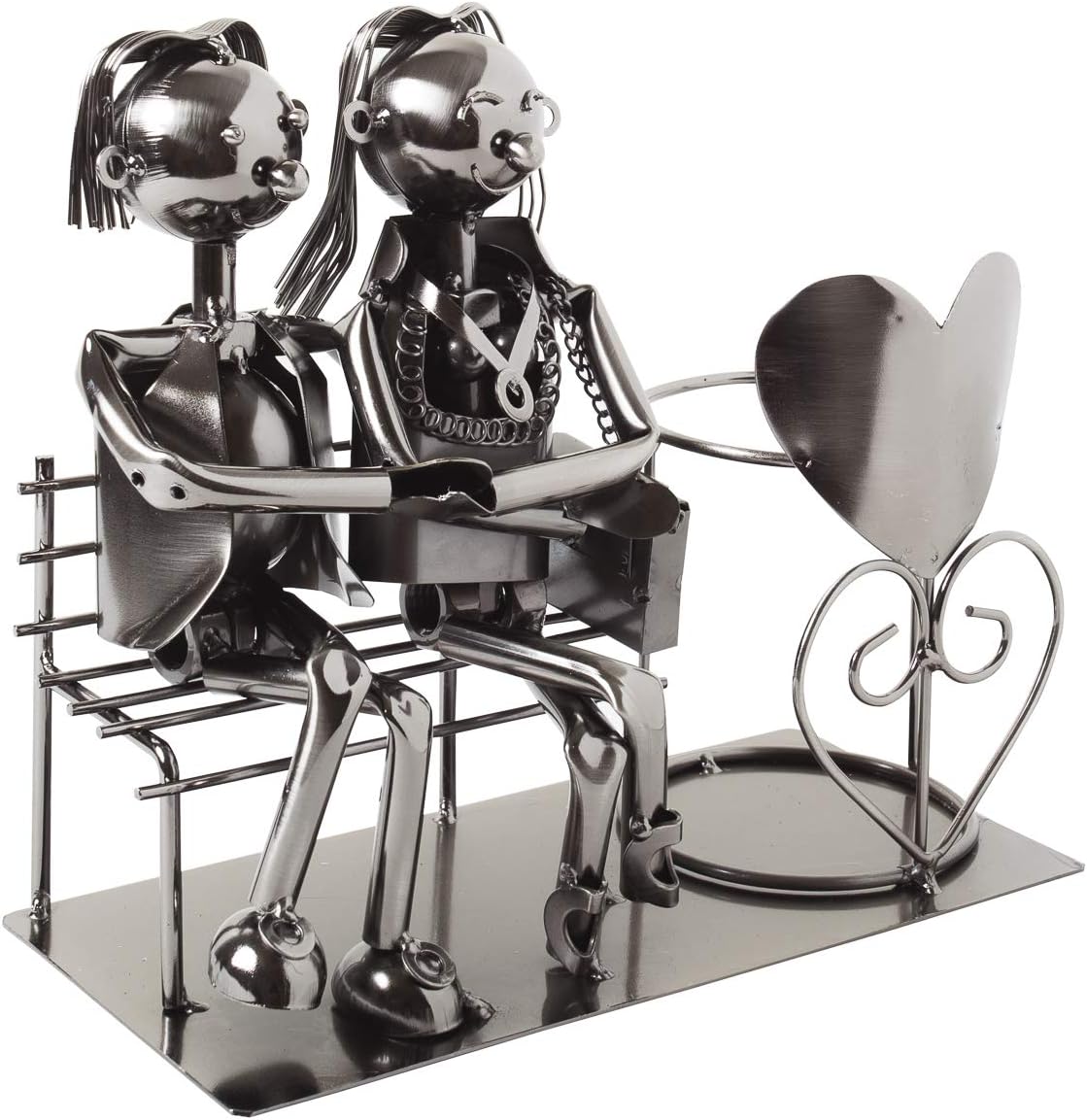 BRUBAKER Wine Bottle Holder Statue Love Couple On The Bench Sculptures and Figurines Decor & Vintage Wine Racks and Stands Gifts Decoration