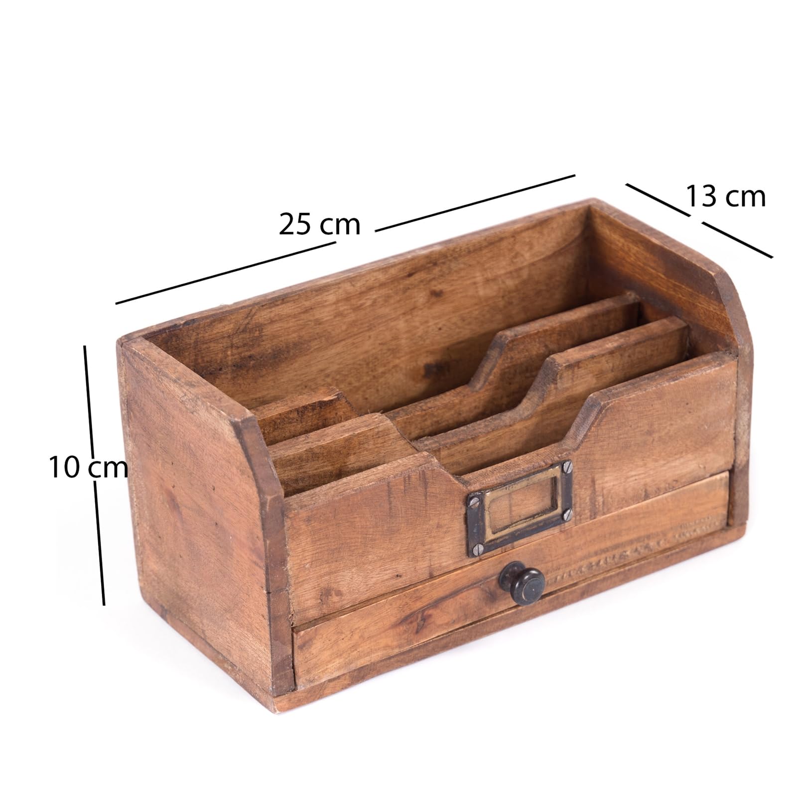 DESIGN DELIGHTS Vassoio per Lettere Juna | Legno di Mogano, 3 Scomparti con cassetto, 25 cm | Raccoglitore di Lettere, organizzatore per Ufficio, Porta Lettere, Documenti