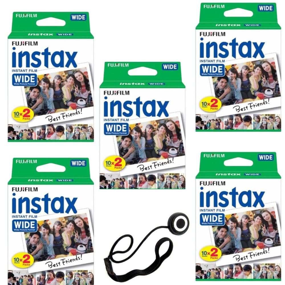 Fujifilm Instax Wide Instant Film Twin Pack with Free Bonus Cap Keeper - (5 Twin Pack)