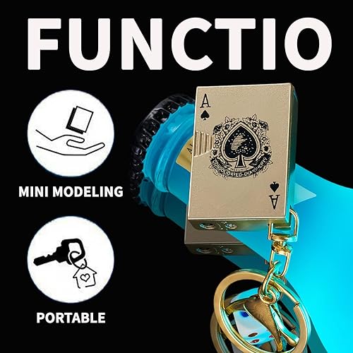 Miniatura 5 de Encendedores de tarjetas de metal de póquer, llavero genial, pequeños encendedores portátiles, regalos únicos para hombres, velas, camping, barbacoa