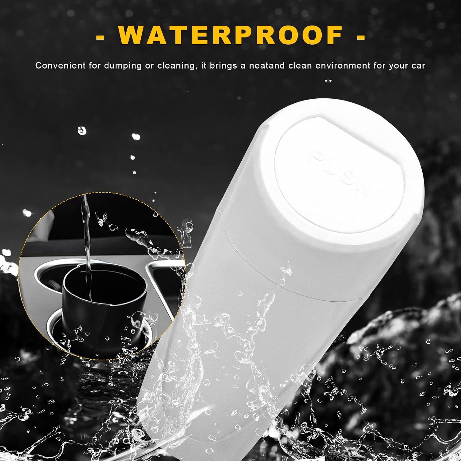 Car Trash Can Bin with Lid, Leakproof Portable Garbage Trash Bin Mini Cup Holder Organizer, Automotive Interior Dustbin Multipurpose Storage Container for Car Home Office (White) image 4