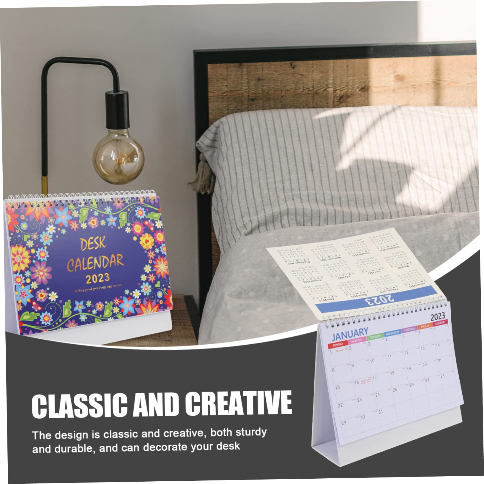 STOBOK 5stücke Monatlicher Desktop-kalender Stilvoller Aufstellbarer Kalender Für Home Office Und Schule Spiralbindung Und Faltbarem Standfuß Für Planung Und Organisation