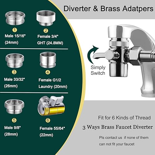 Miniatura 3 de Accesorio rociador de cabezal de ducha para grifo, encendidoapagado de 79 pulgadas, extensor de manguera con 5 adaptadores, válvula desviadora de