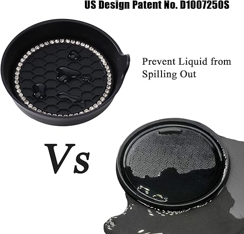 Miniatura 5 de Amooca - Portavasos antideslizantes y universales para auto, accesorios para el interior del auto con diamantes de imitación de cristal brillante,