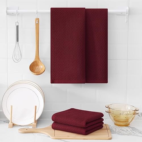 Miniatura 84 de Kitinjoy - Paños de cocina 100% algodón, paquete de 6 paños de cocina ultra suaves y absorbentes para secar platos, toallas de cocina de secado