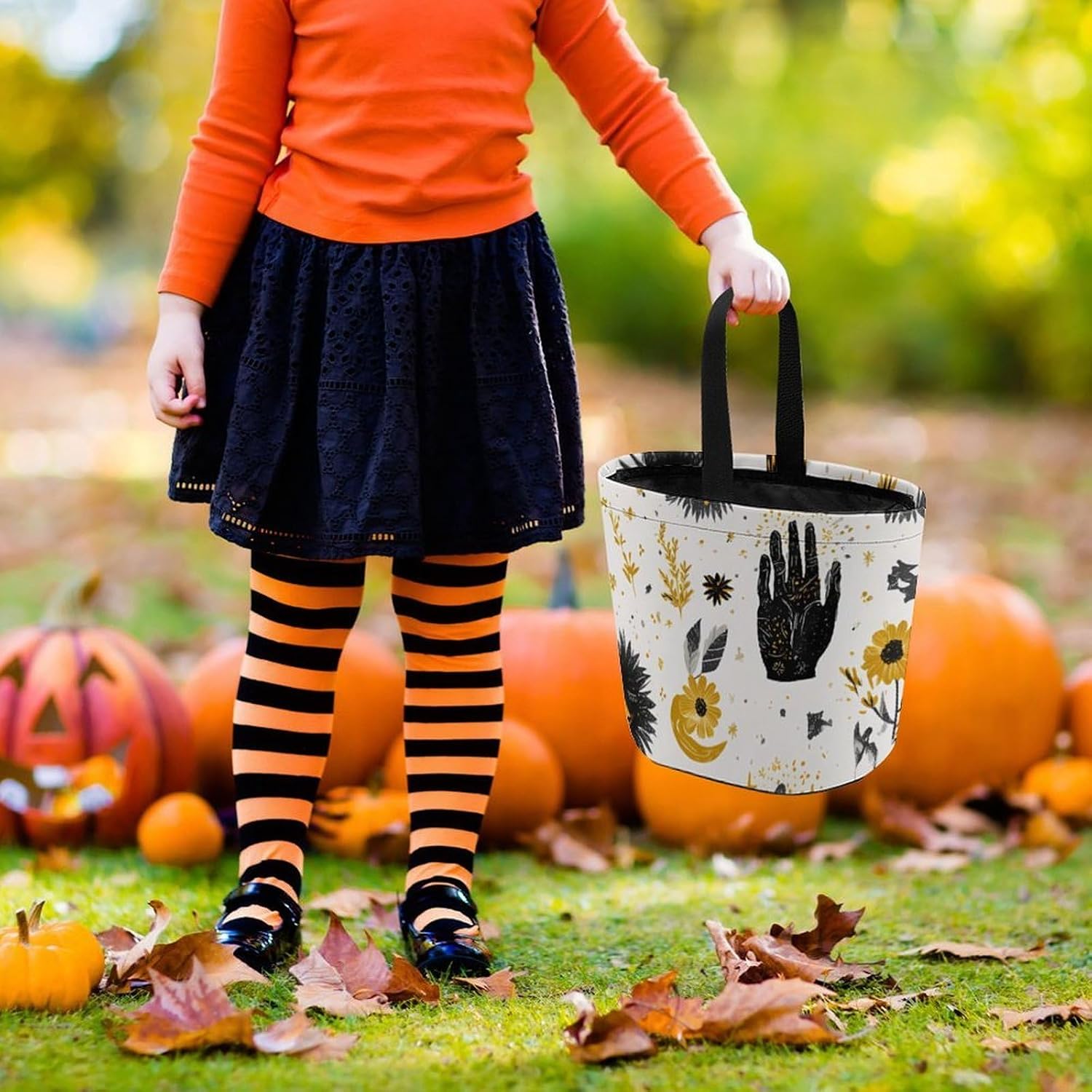 Magic Hand Sun Moon Halloween Basket Candy Tote Bag Easter Bucket image 2