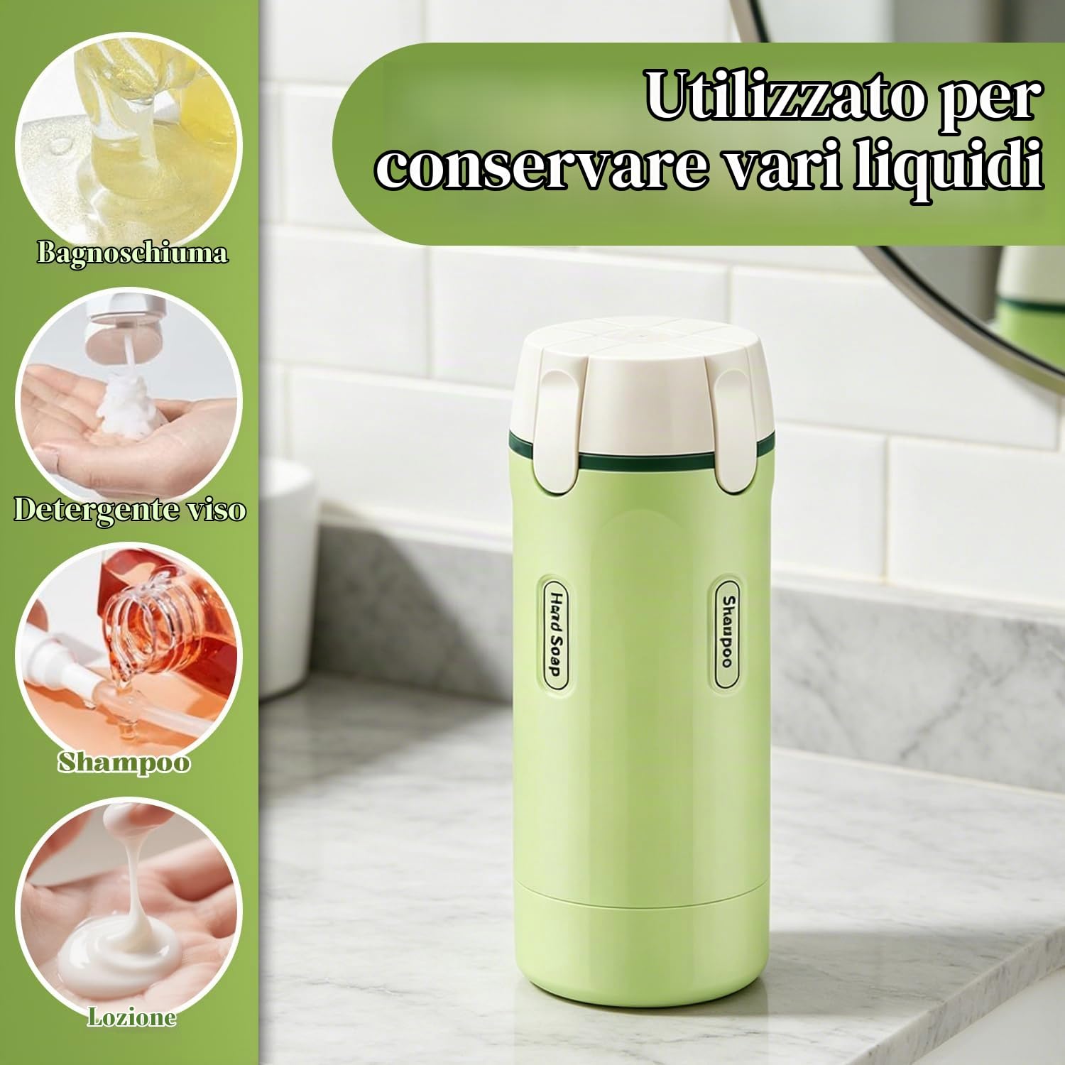 Dispenser da viaggio 4 in 1, Set di flaconi dispenser da viaggio 4 in 1, D-ispenser da viaggio ricaricabile, Contenitori Portatili Ricaricabili a Prova di Perdite, Kit Viaggio Aereo Bagaglio a Mano