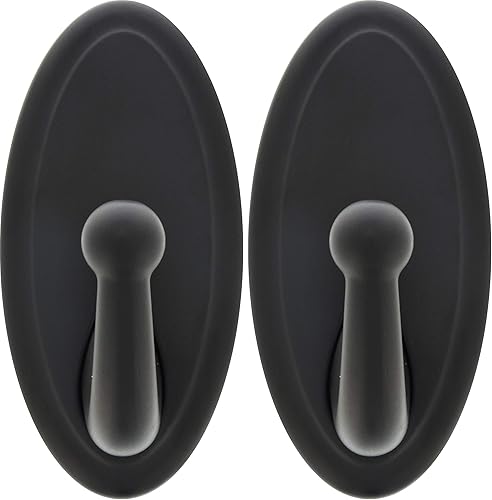 Miniatura 7 de HIGH & MIGHTY 515819 Gancho decorativo de metal, fácil instalación en pared seca sin herramientas, ovalado, soporta hasta 25 libras, níquel satinado