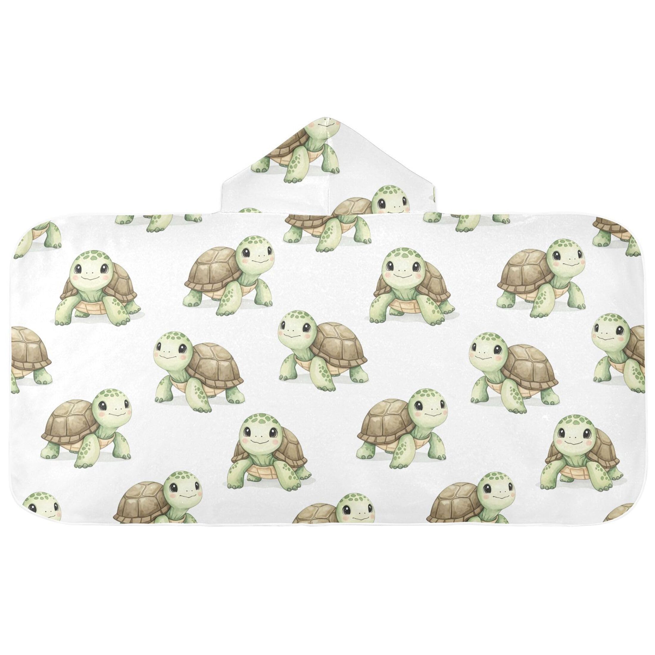Fuauuyl Watercolor Turtles Hooded Baby Bath Towel Soft & Breathable Towel for Newborns Infants Toddlers, Nursery Essential