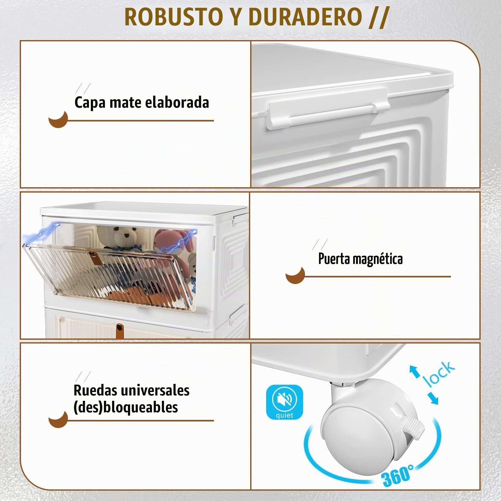 Contenedores de Plástico con Tapa Caja Plegable Plastico Paquete de 3 Contenedores de almacenamiento Caja de Almacenamiento Multifuncional para dormitorio sala de estar armario baño cocina estudio
