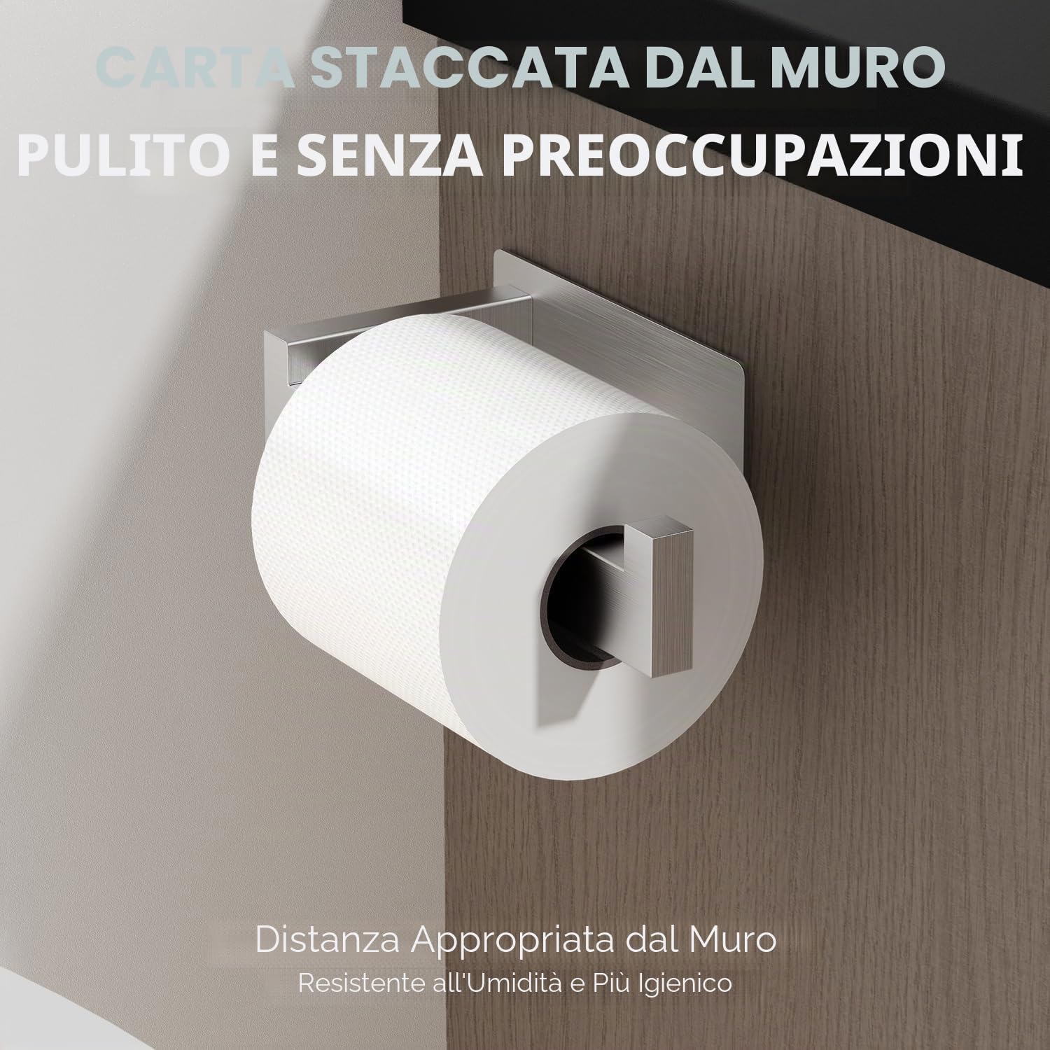 Auxmir Porta Carta Igienica 2 Pz Acciaio Inox 304, Portarotolo Carta Igienica Adesivo, Antiruggine, Senza Foratura per Bagno, Toilette, Argento