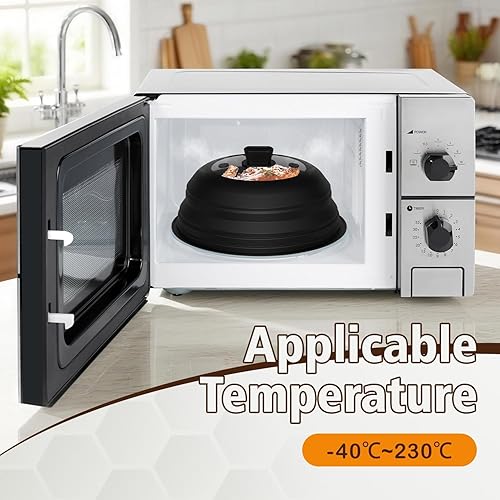 Miniatura 2 de Lzerking Cubierta contra salpicaduras de microondas y alfombrilla de silicona, tapa protectora de salpicaduras de vidrio de 10.8 pulgadas