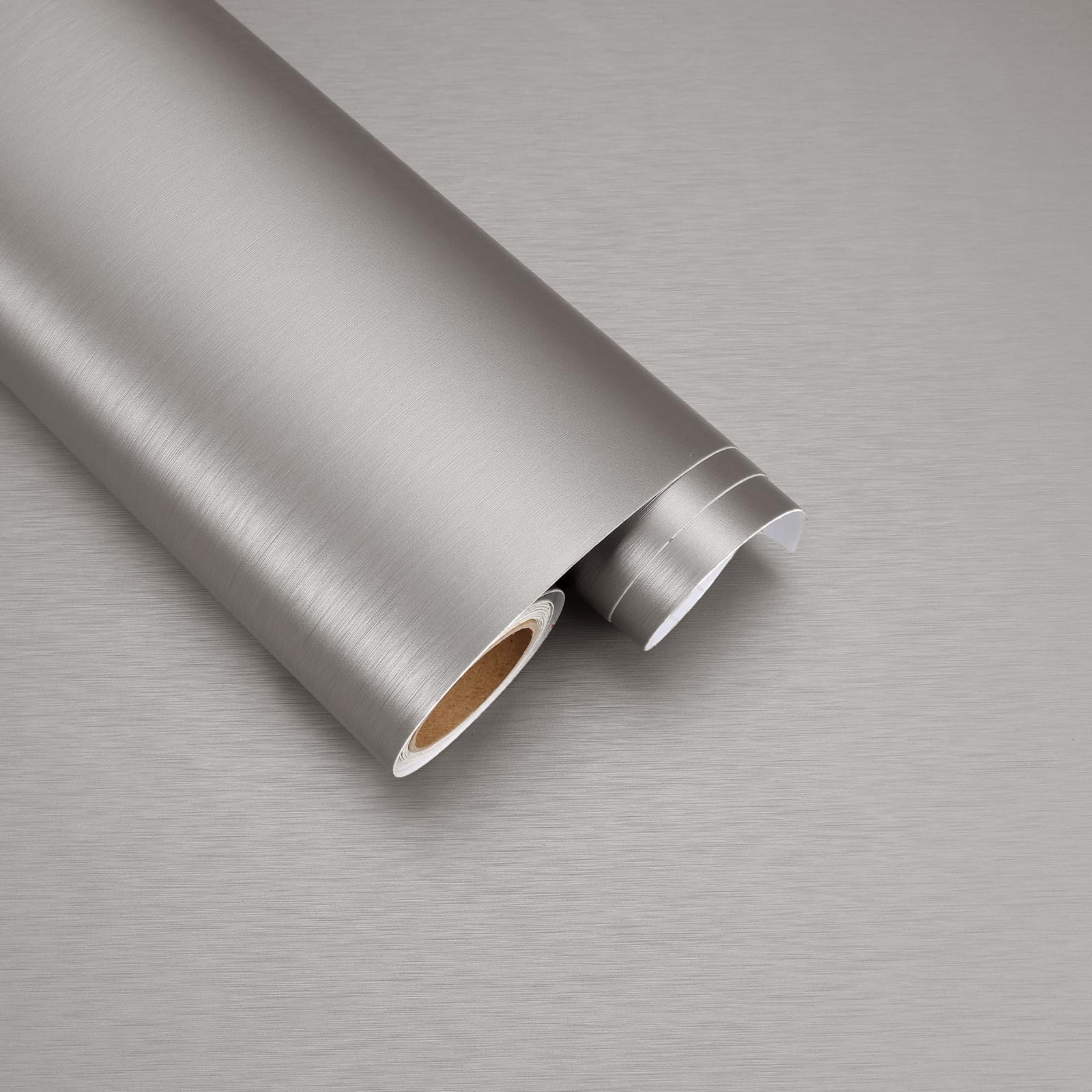 Autocollant en vinyle gris métallisé pour couverture de réfrigérateur et meuble