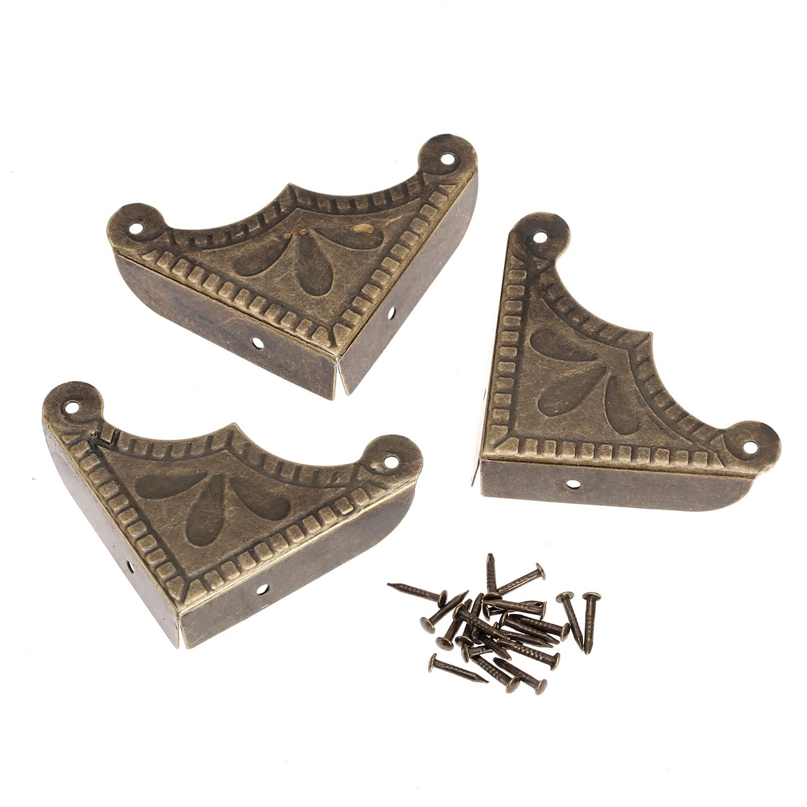 Xuchil Bronze 12Pcs Decorative Corner Brackets For Scrapbook Corner Wooden Box Edge Cover Corner Protector Guard Box Corner Protector