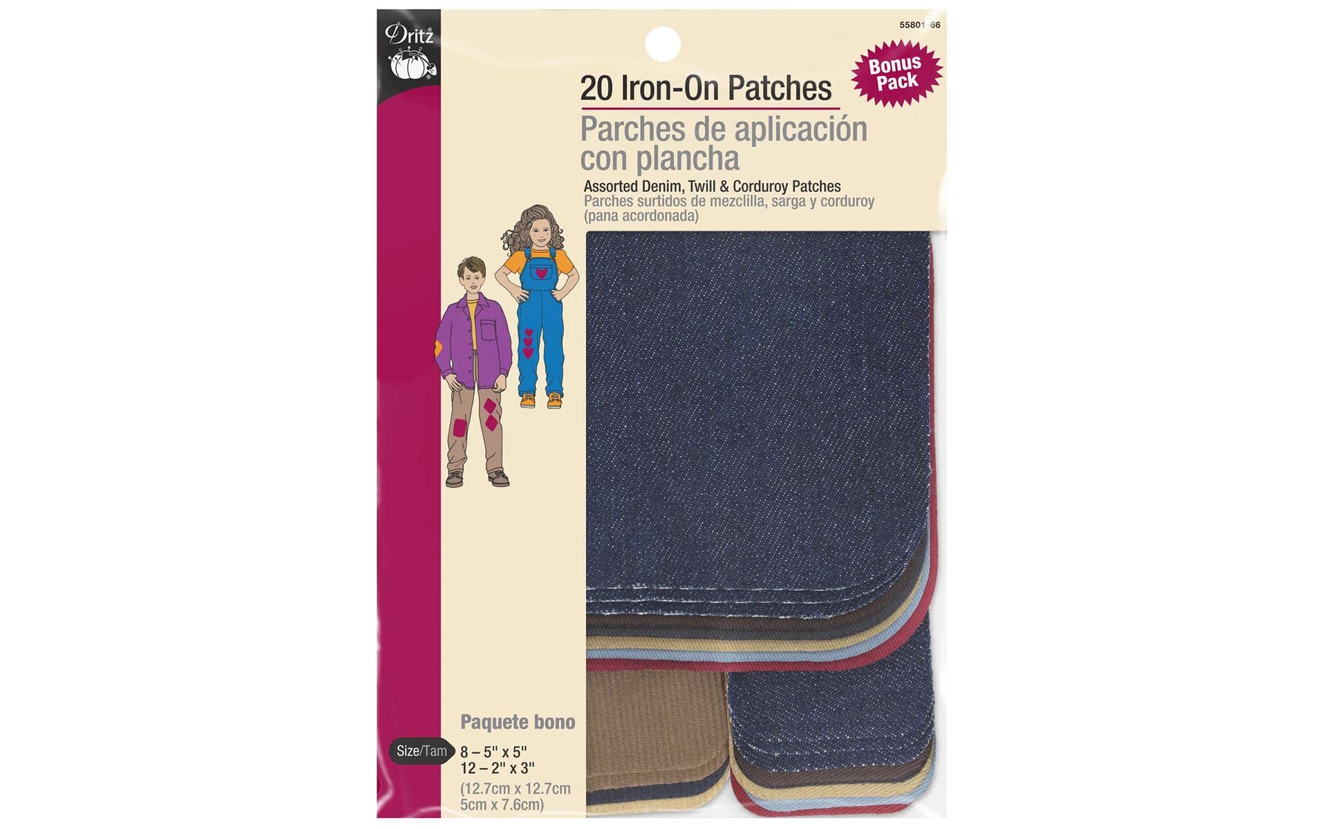 Dritz Parches de Reparación para Ropa Termoadhesivos (20 unidades), Color Surtido
