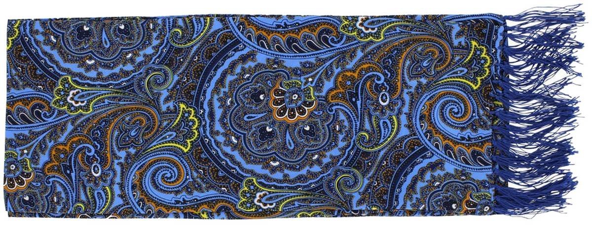 Michelsons Of London Men's Blue Bright Paisley Silk Scarf
