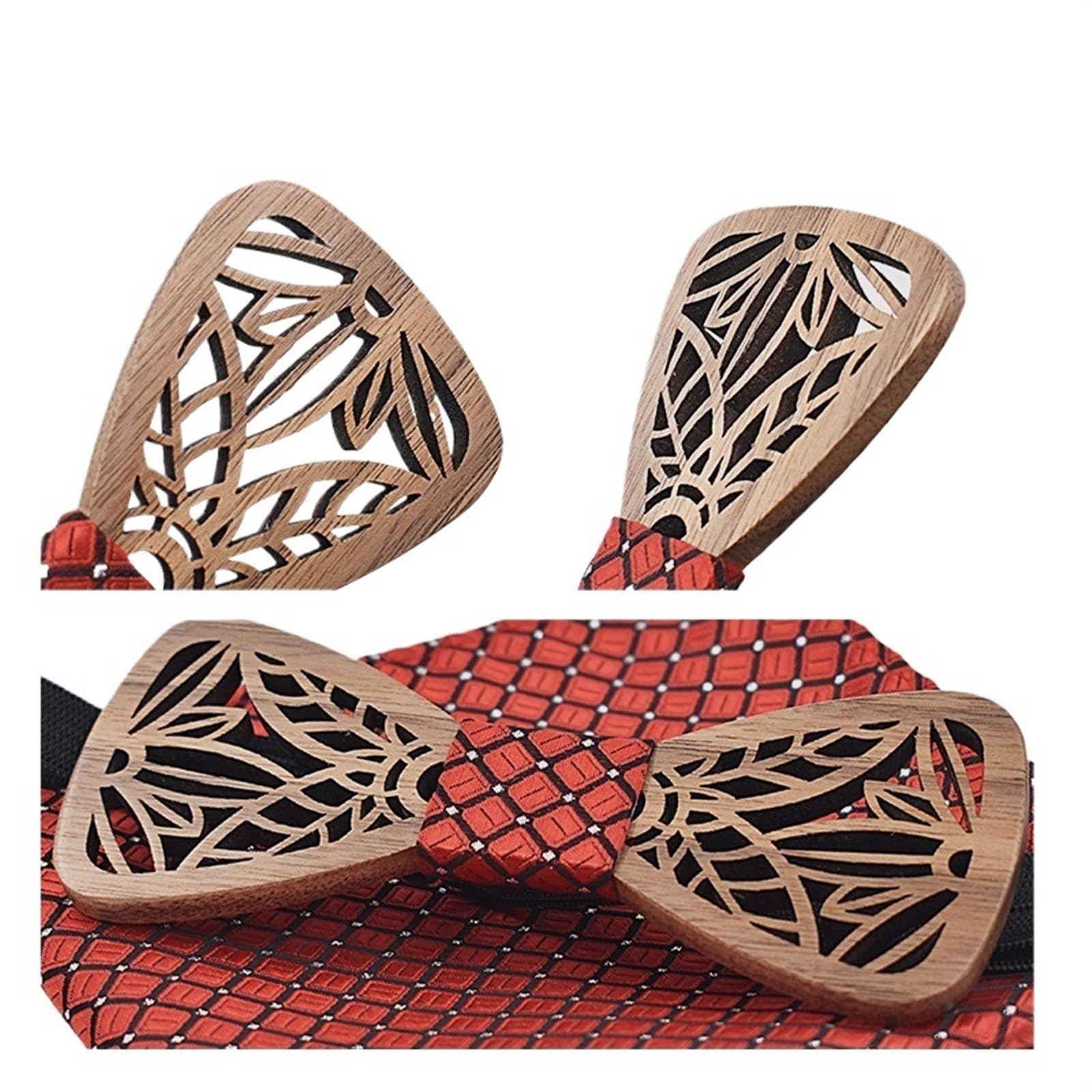 Pajaritas Hombre Conjunto de Pajarita de Madera y Corbata de Pajarita con pañuelo(Color5)