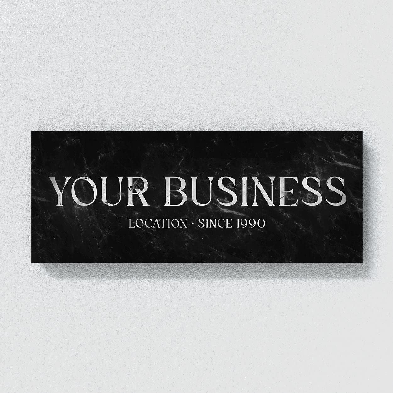 Sense Canvas Personalizado Your Business Company mármol negro cartel personalizado lienzo arte tu tienda – decoración del hogar arte de pared impresión póster pintura grande 40 x 16 / 0.75 pulgadas