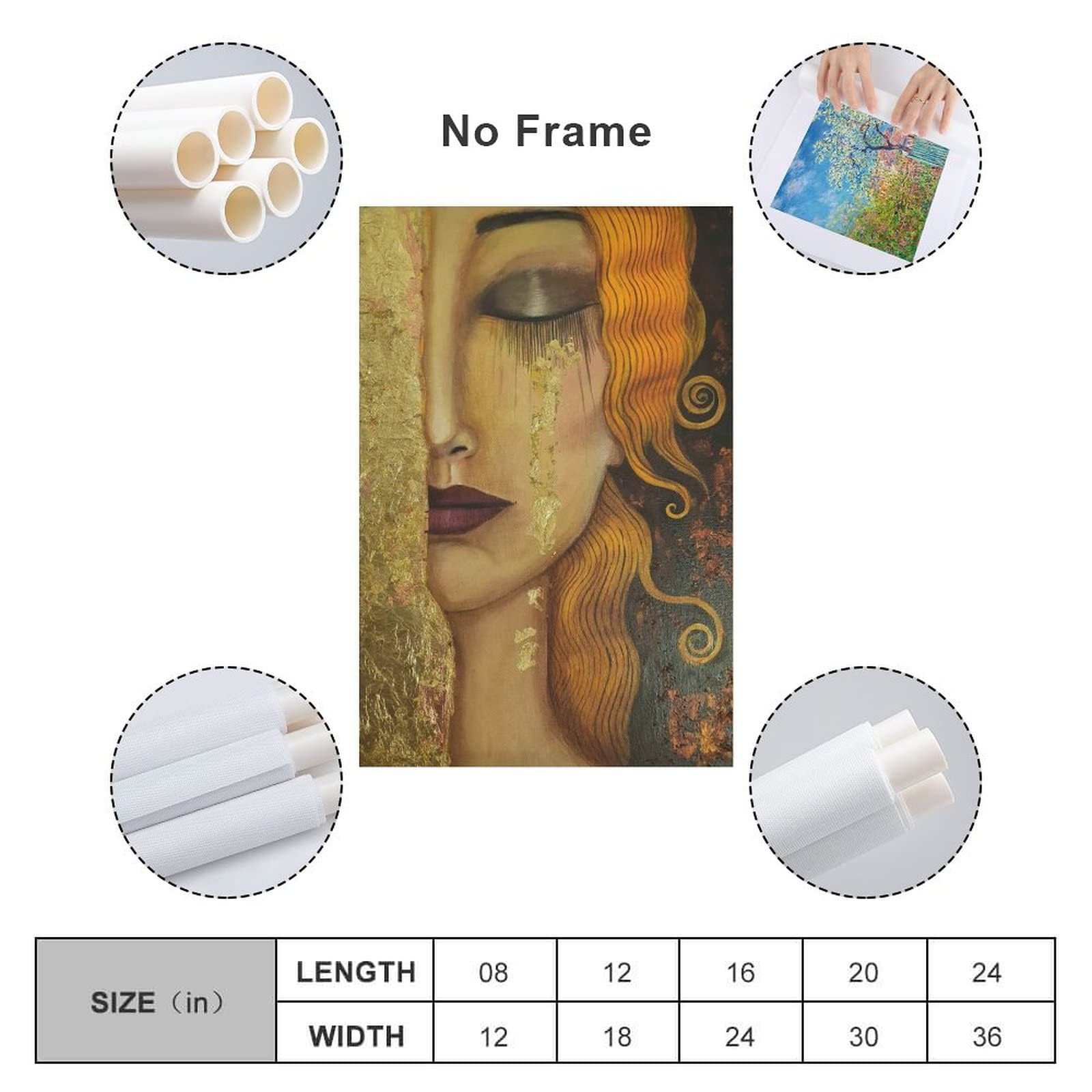 Gustav Klimt El Beso Lienzo Decorativo 30x45cm - Póster Escandinavo Sin Marco Para Sala De Estar