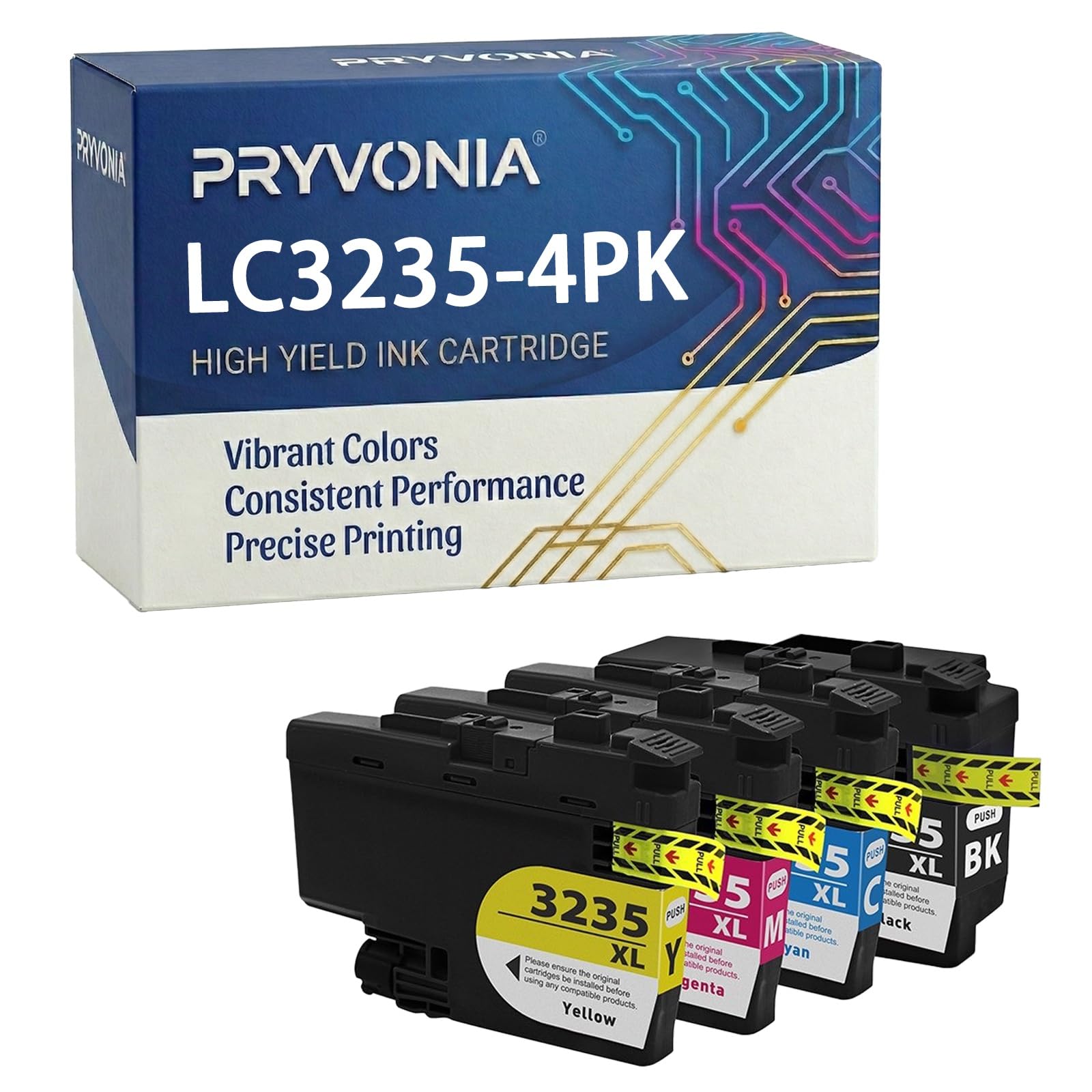 LC3235 kompatybilne wkłady atramentowe Multipack do Brother DCP-J1100DW MFC-J1300DW zamiennik do LC3235XL (4 sztuki w opakowaniu, czarny/cyjan/magenta/żółty)