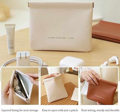 Miniatura 4 de Juego de bolsas de cosméticos de bolsillo, 3 piezas, bolsa de maquillaje pequeña para bolso, impermeable, sin cremallera, cierre automático, bolsa