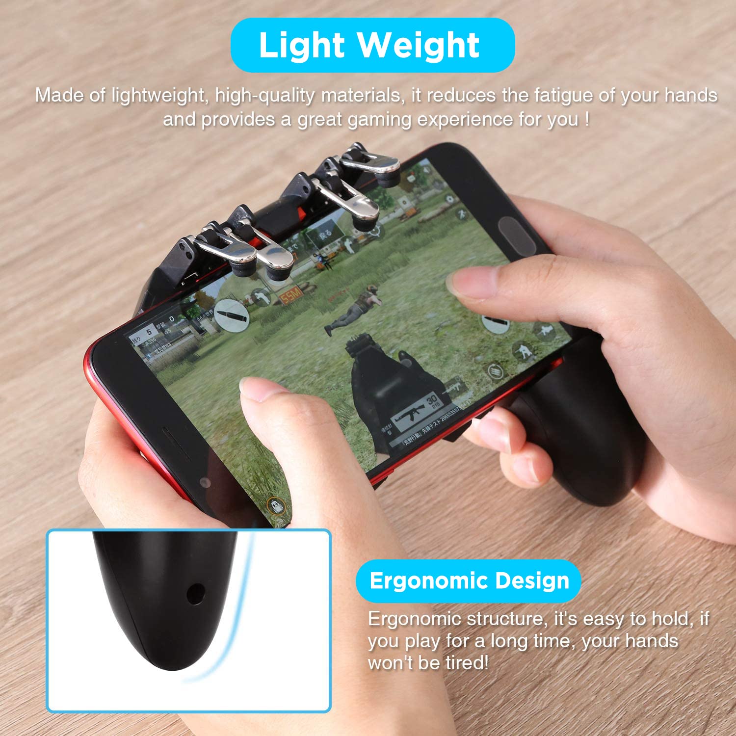 Noymi | Gamer+ PUBG Gaming Trigger for Smartphone | 6 Finger Controller for Mobile | Works with Apple, Samsung, Vivo, Oppo, One Plus 1