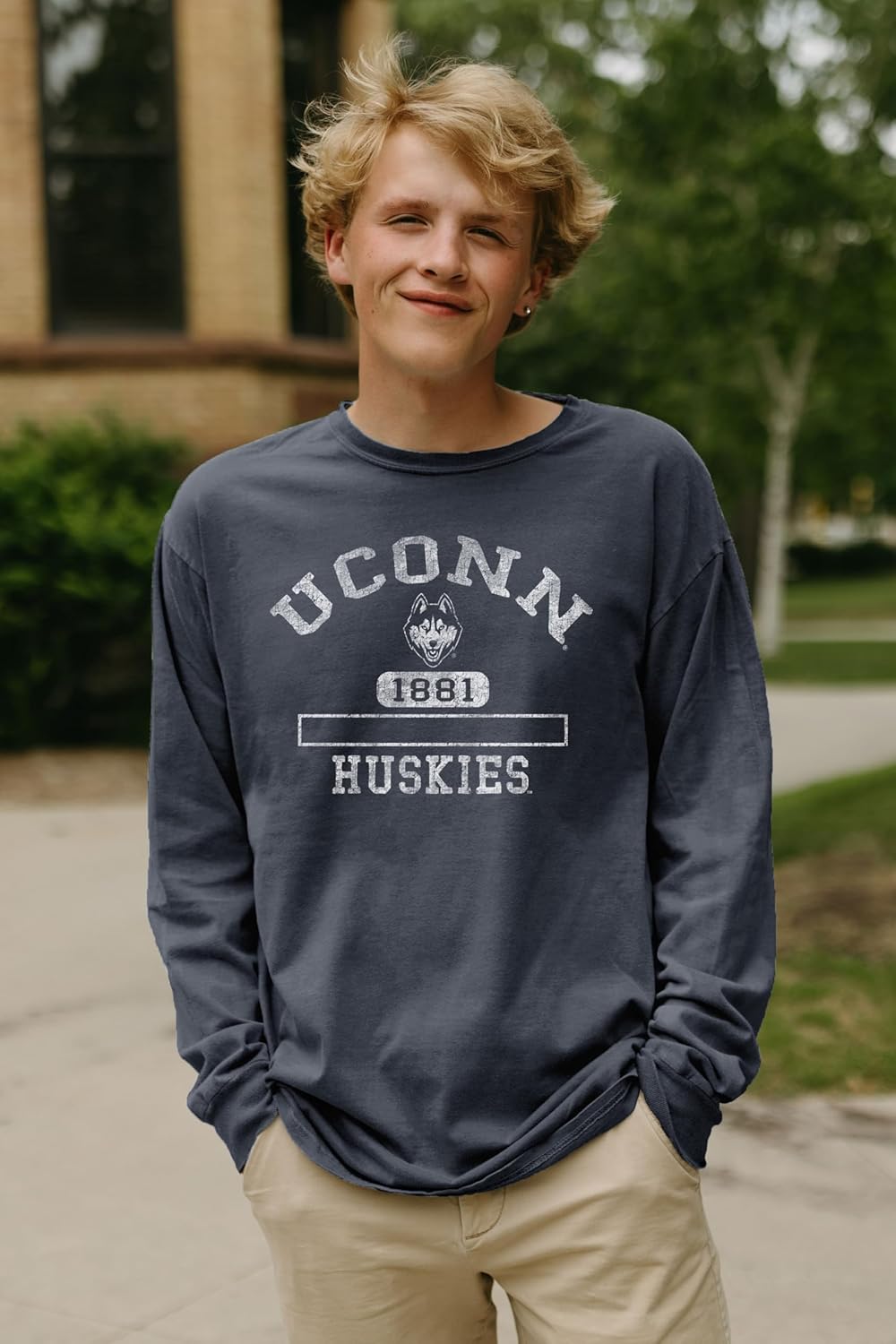 Blue 84 NCAA Unisex-Adult NCAA Officially Licensed Long Sleeve T-Shirt Team Color Dyed Ringspun