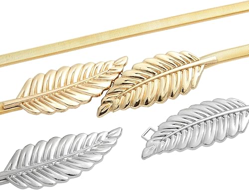 Miniatura 9 de Juvale Cinturones elásticos para mujer color plateado y dorado paquete de 4