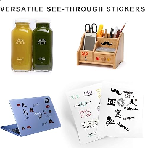 Miniatura 4 de Papel adhesivo transparente imprimible, hojas adhesivas personalizadas en blanco de 8.5 x 11 pulgadas, 15 hojas transparentes, para impresoras