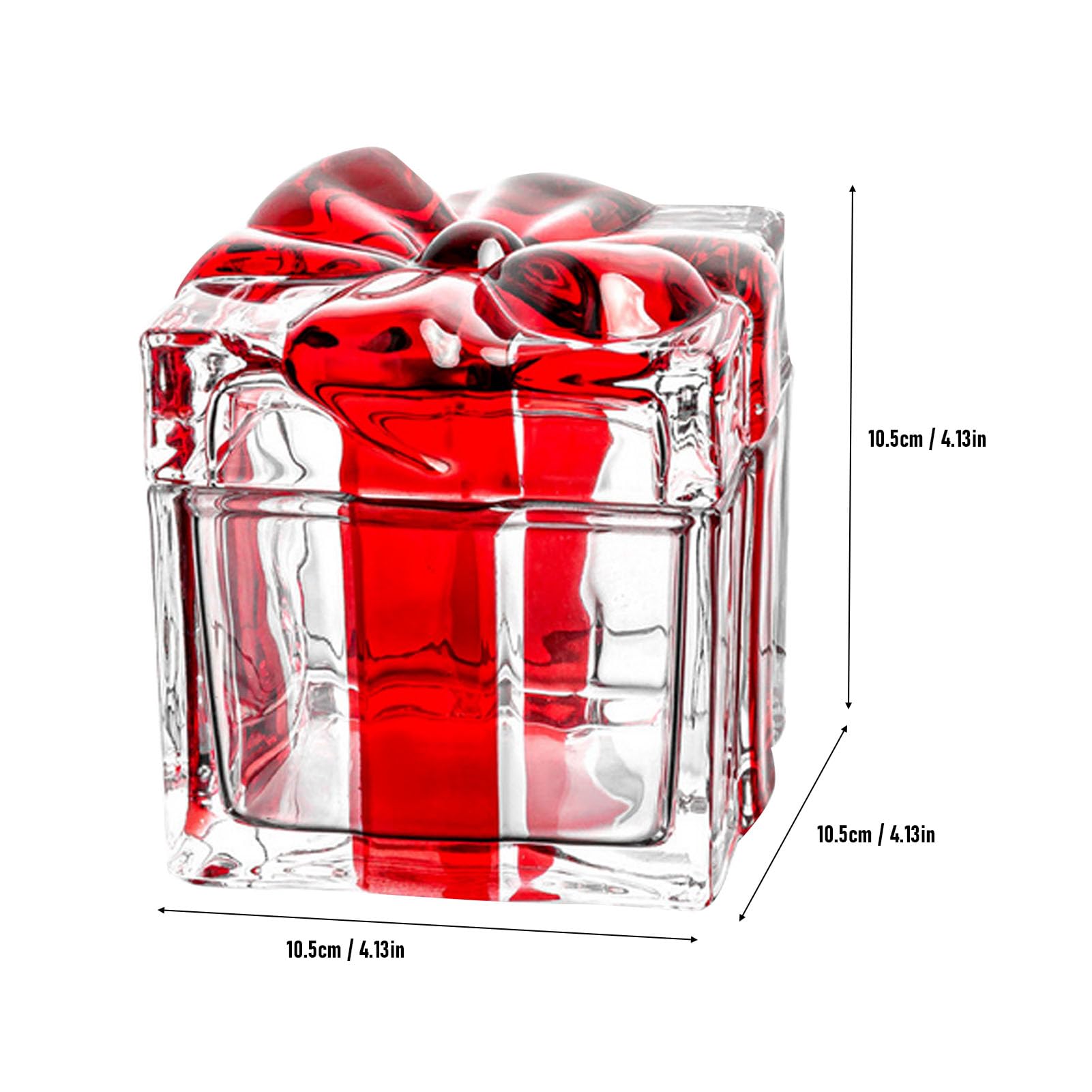 RIZGHWOY Biscottiera Natalizia, Elegante Centrotavola Festivo con Vetro Resistente Agli Urti e Coperchio Ermetico per Decorare Torte e Caramelle (4,13x4,13x4,13 pollici Rosso)