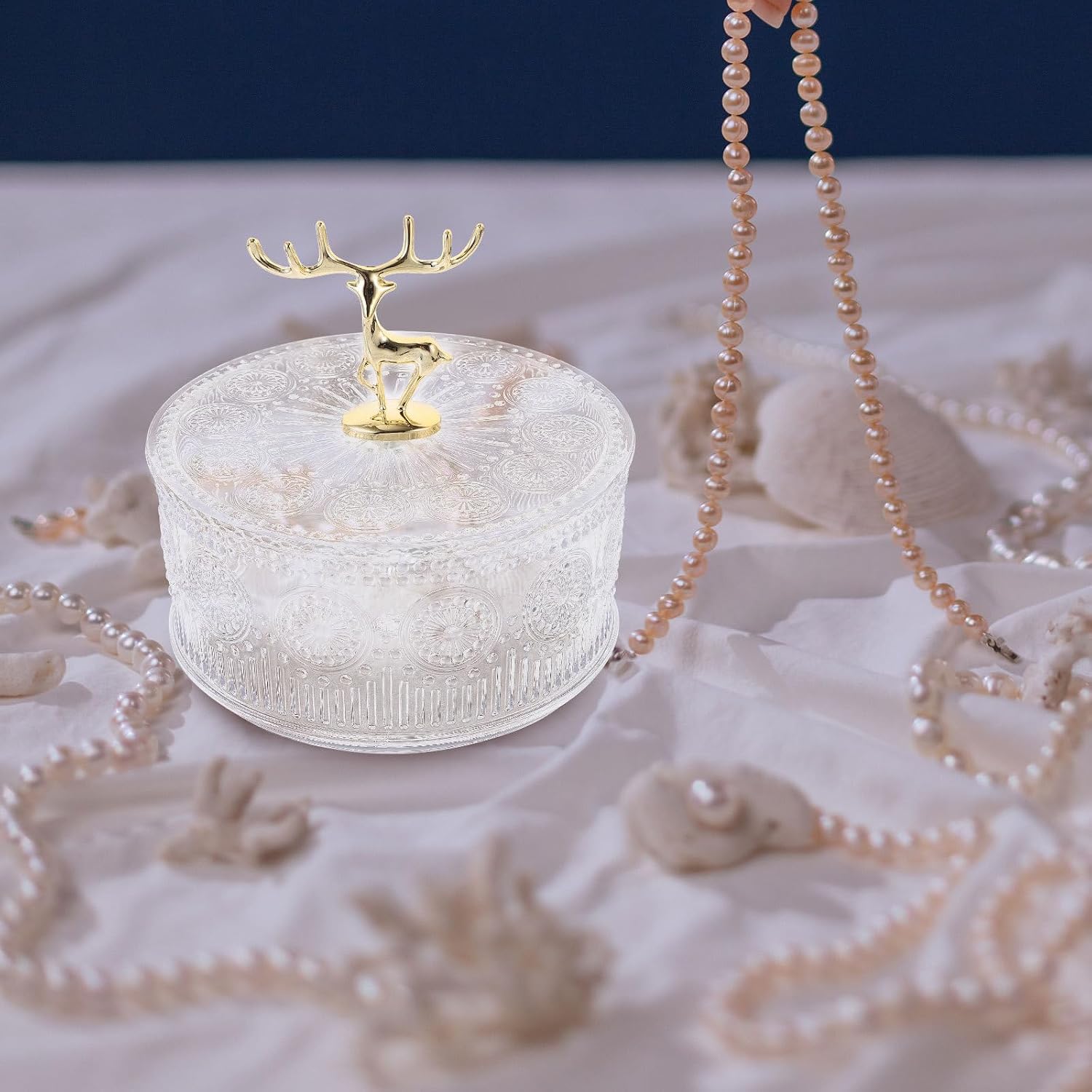 Jewelry Storage Box with Lid, Embossed Deer Pattern image 3