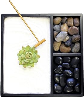 Nature's Mark Mini Zen Garden Kit for Desk with Rake, White Sand, Lotus ...