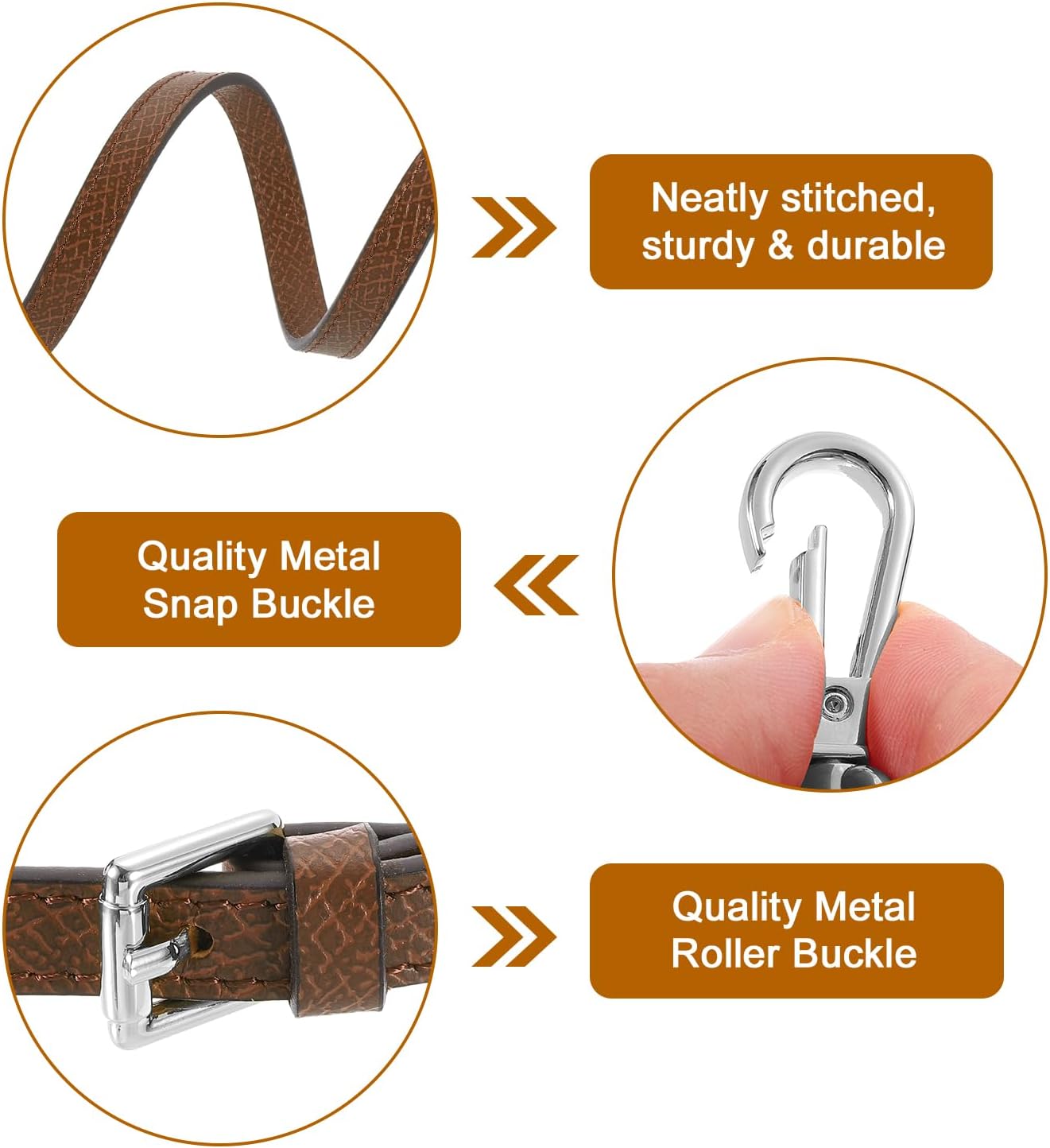 uxcell Genuine Leather Bag Strap Replacement Adjustable Crossbody Bag Straps, 37.4-45.3 Inch Purse Strap for Shoulder Bag Handbag Purse, Light Brown, Silver Buckle - Image 3