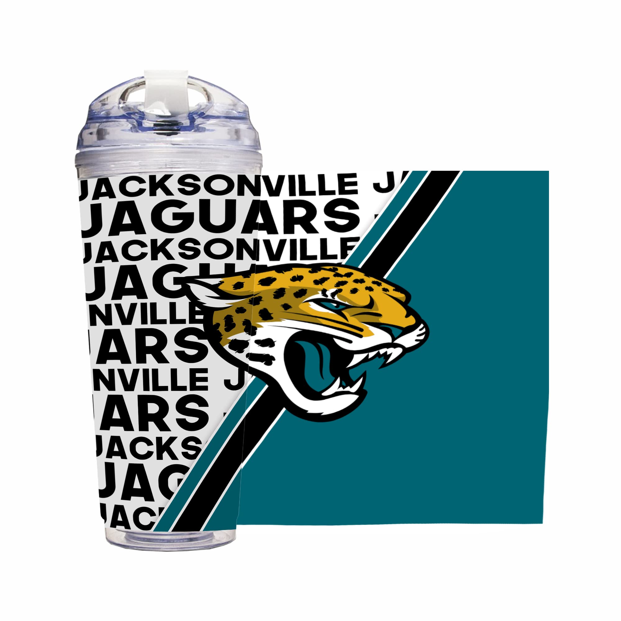 Rico Industries NFL Football 24oz Acrylic Tumbler with Hinged Lid, Officially Licensed Double Wall Tumbler for NFL Fans