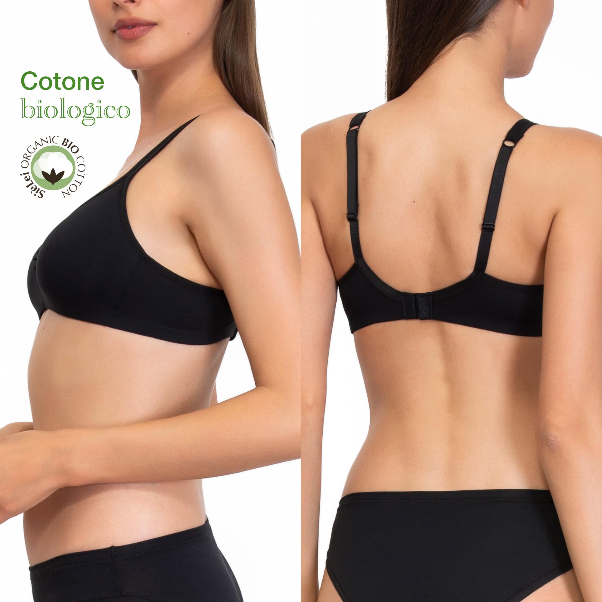 SÌèLEI, Reggiseno Senza Imbottitura e Senza Ferretto, Realizzato in Cotone Biologico, 100% Naturale, Designed in Italy