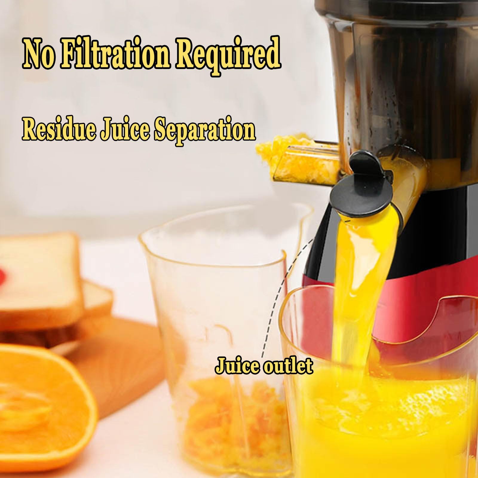 Estrattore di Succo a masticazione lenta - Macchina per spremitura a Freddo con Funzione di inversione per Frutta e Verdura - Estrattore di Succo Verticale ad Alta resa - Senza BPA, Rosso