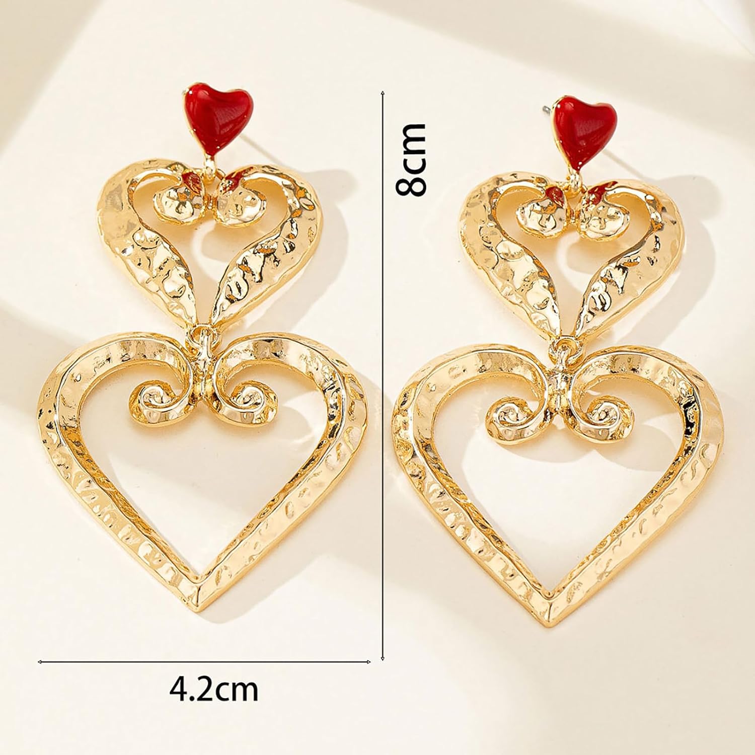 Hollow Heart Drop Earrings for Women Gold Triple Heart Dangle Earrings Vintage Puffy Hearts Earrings Love Jewelry Gifts - Image 4