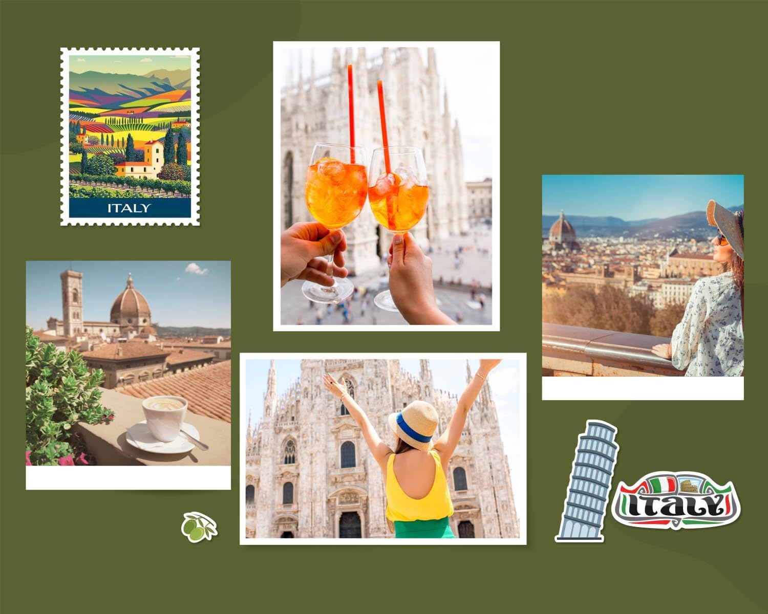 Italy Sticker - Italy Stickers for Scrapbooking, Photo Album, Travel Planner, Journal - Italy Themed Stickers with Italian Tourist Spots, Rome, Venice, Europe Vacation Theme Design - 2 Items Set