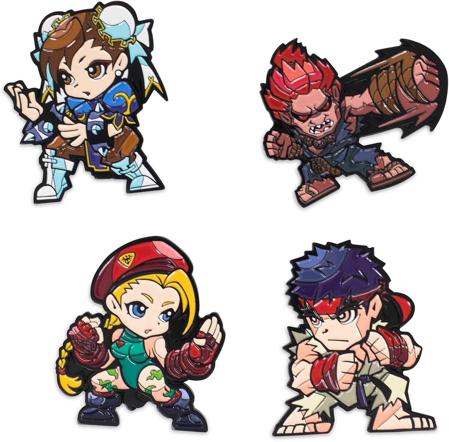 Street Fighter Collectible Enamel Pin Set of 4 | Includes Chun-Li, Ryu, Akuma, Cammy | Metal Brooch Badge Accessories For Backpack, Clothes, Lapels | Official Capcom Video Game Pins Street Fighter Collectible Enamel Pin Set of 4 | Includes Chun-Li, Ryu, Akuma, Cammy | Metal Brooch Badge Accessories For Backpack, Clothes, Lapels | Official Capcom Video Game Pins