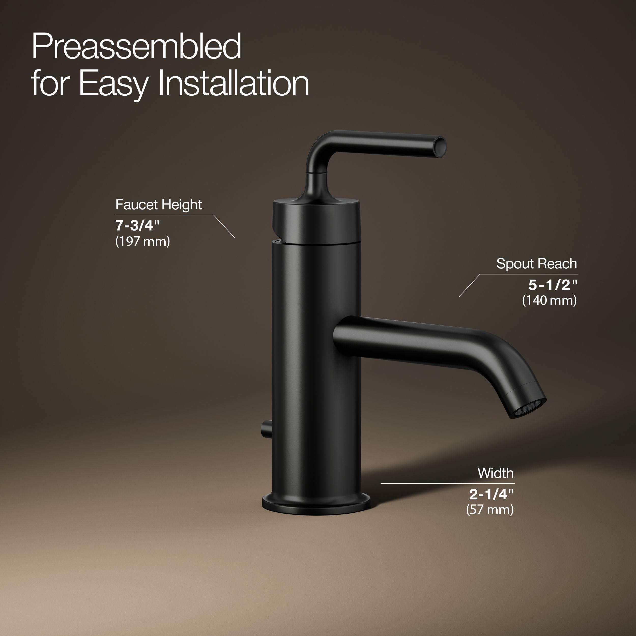 KOHLER K-14402-4A-BL Purist® Single-Handle Bathroom Sink Faucet