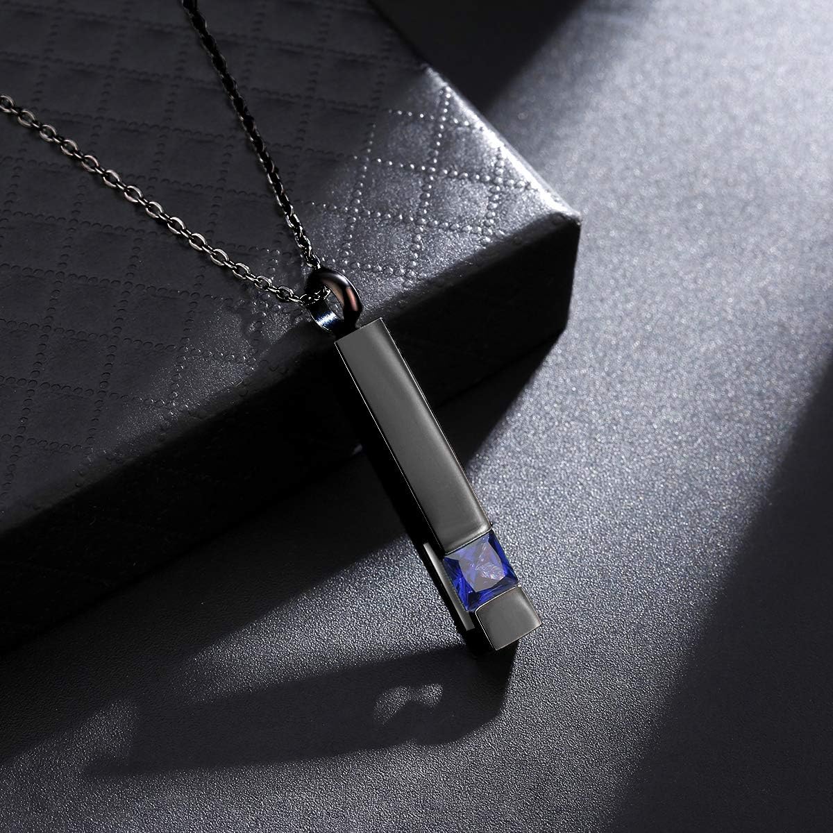 Vertical Bar Zircon Cremation Jewelry for Ashes Men Women Urn Necklace for Ashes Mom Dad Grandpa Grandma … - Image 2